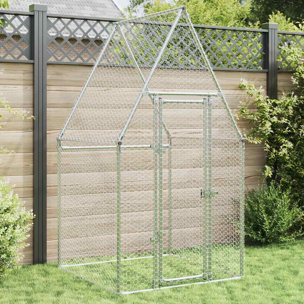 Chicken Cage Silver 100x100x190 cm Galvanised Steel - Charlotte Dunes