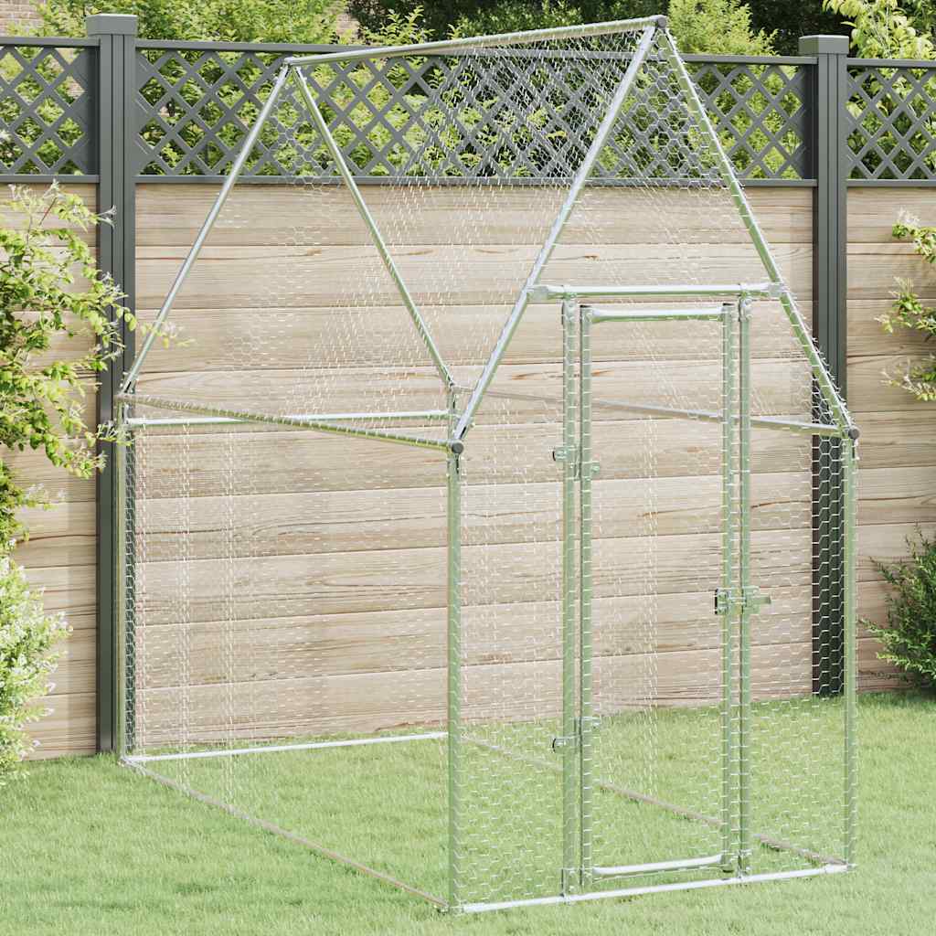 Chicken Cage Silver 200x100x190 cm Galvanised Steel - Charlotte Dunes