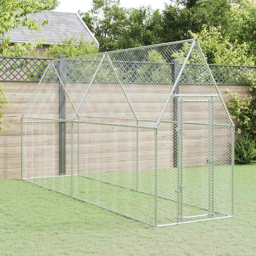 Chicken Cage Silver 400x100x190 cm Galvanised Steel - Charlotte Dunes