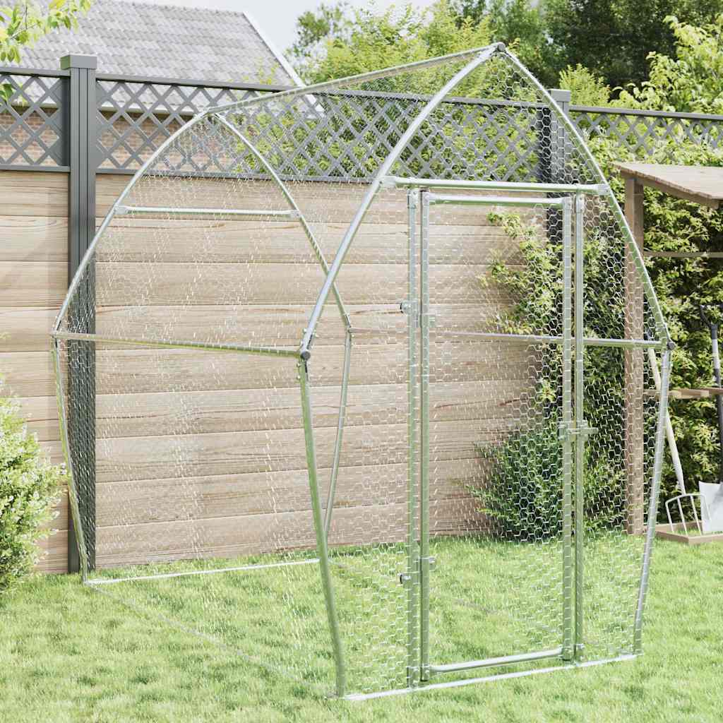 Chicken Cage Silver 200x105x182 cm Galvanised Steel - Charlotte Dunes