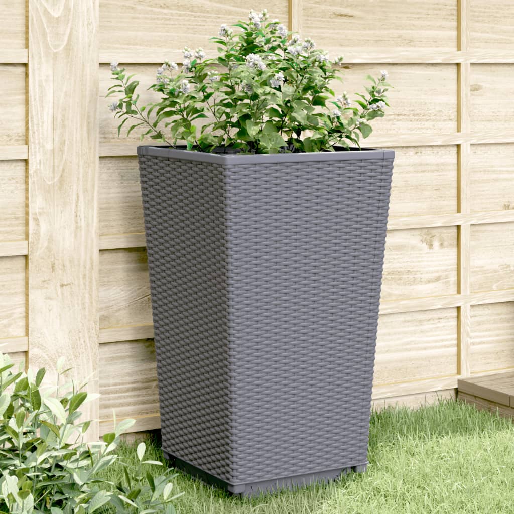 Garden Planters 2 pcs Grey 32.5x32.5x57 cm PP - The Home Maker