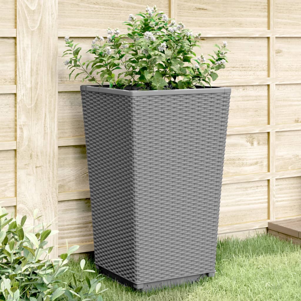 Garden Planters 2 pcs Light Grey 32.5x32.5x57 cm PP - Merkel Designers