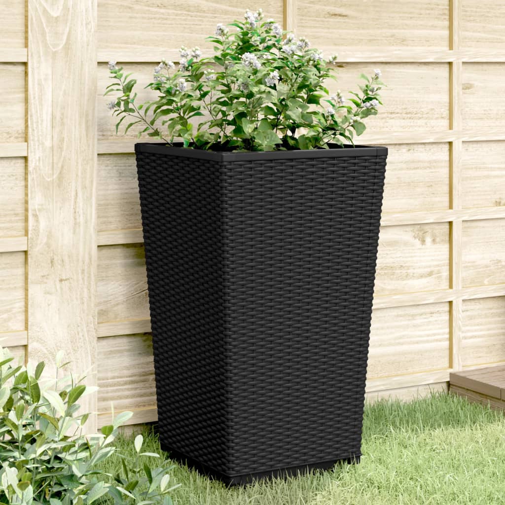 Garden Planters 2 pcs Black 32.5x32.5x57 cm PP - Style and Chic