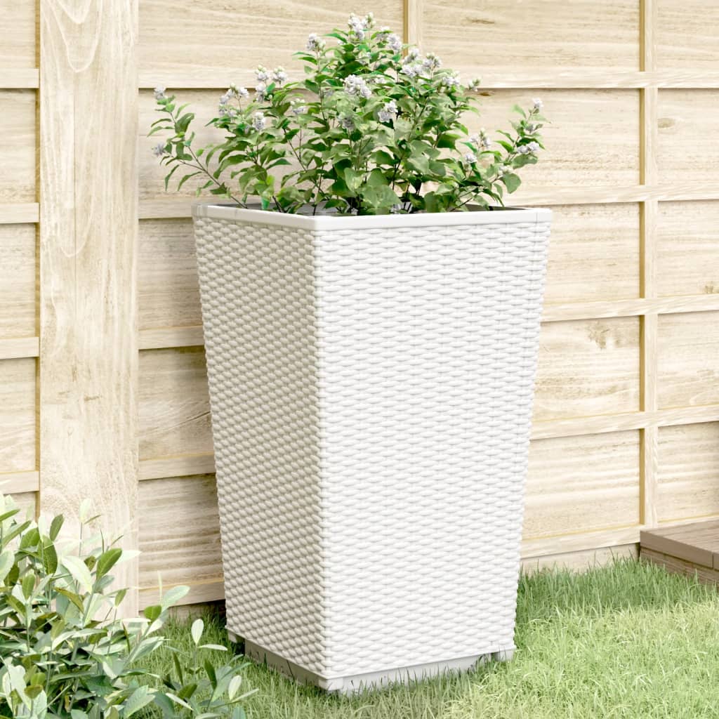 Garden Planters 2 pcs White 32.5x32.5x57 cm PP - All Things Good