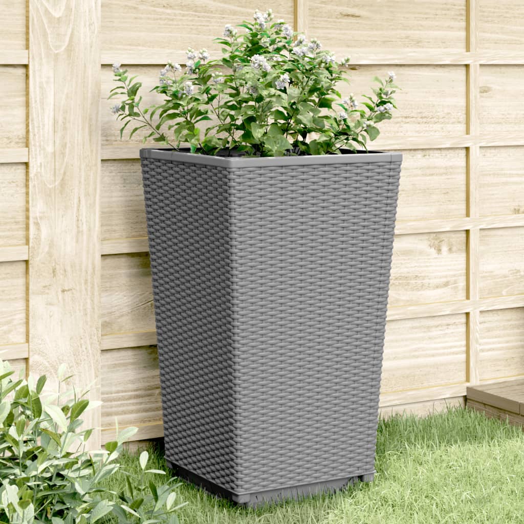 Garden Planters 4 pcs Light Grey 32.5x32.5x57 cm PP - The Home Maker