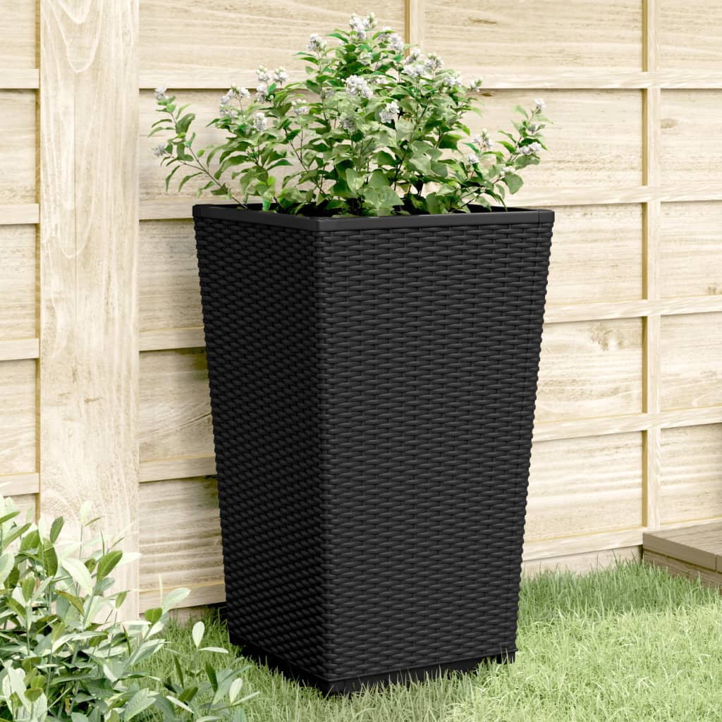 Garden Planters 4 pcs Black 32.5x32.5x57 cm PP - Merkel Designers