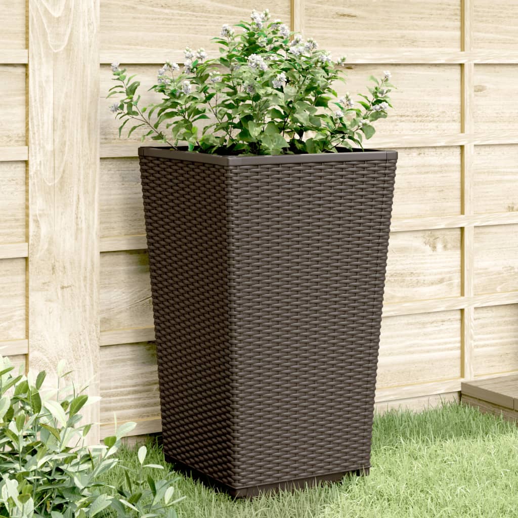 Garden Planters 4 pcs Brown 32.5x32.5x57 cm PP - Style and Chic