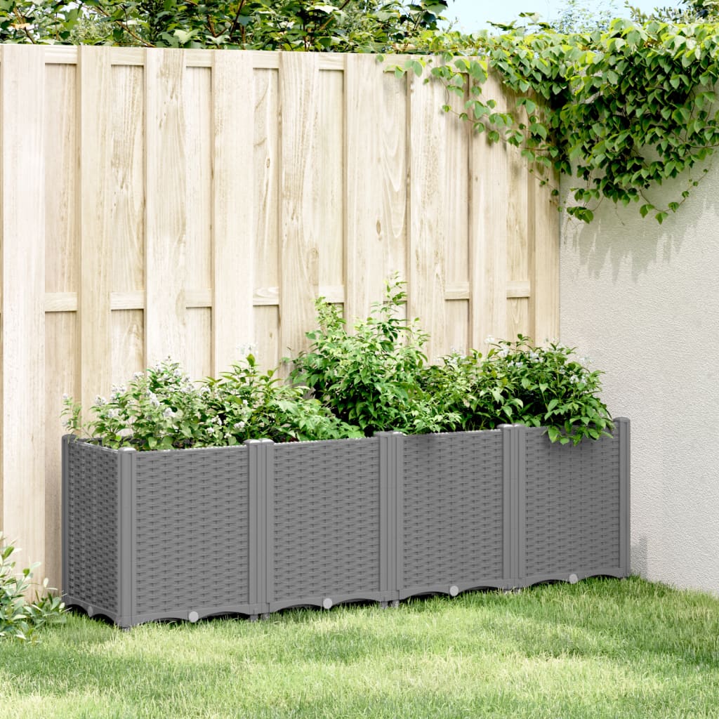 Garden Planter Light Grey 160x40x53 cm PP - Style and Chic