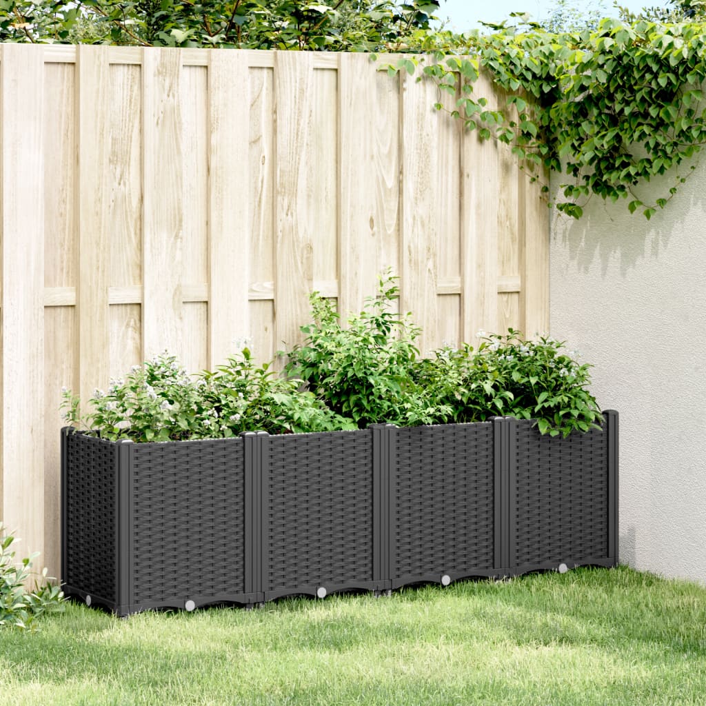 Garden Planter Black 160x40x53 cm PP - Merkel Designers