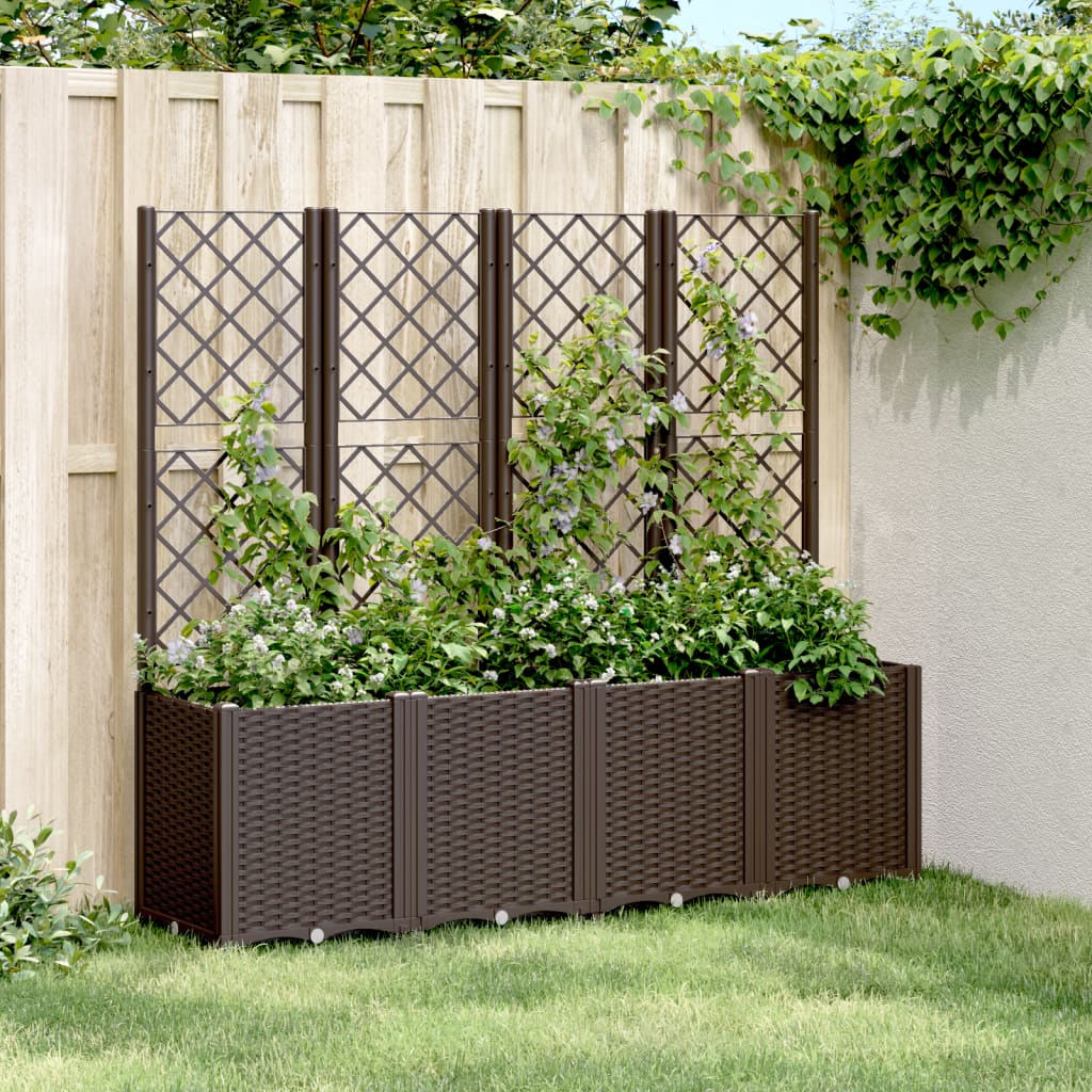 Garden Planter with Trellis Brown 160x40x140 cm PP - All Things Good