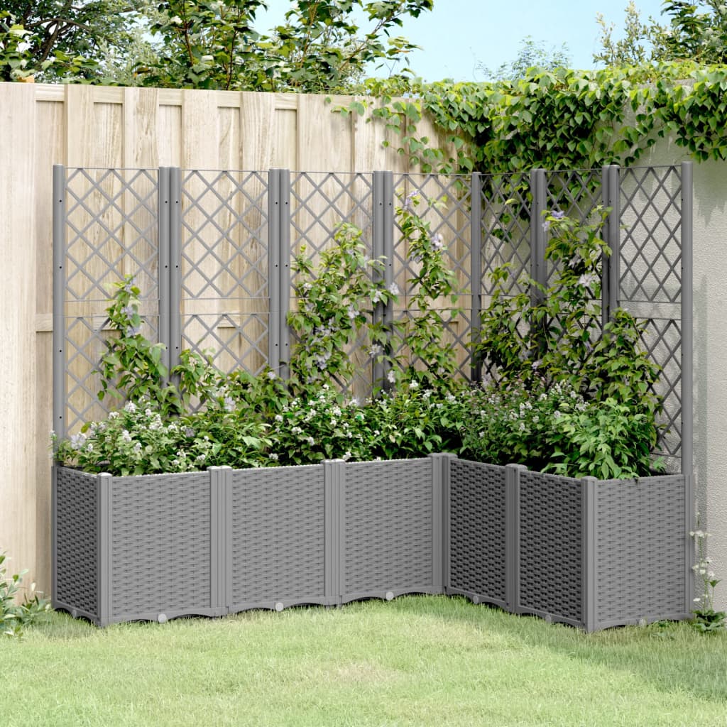 Garden Planter with Trellis Light Grey 160x120x140 cm PP - All Things Good