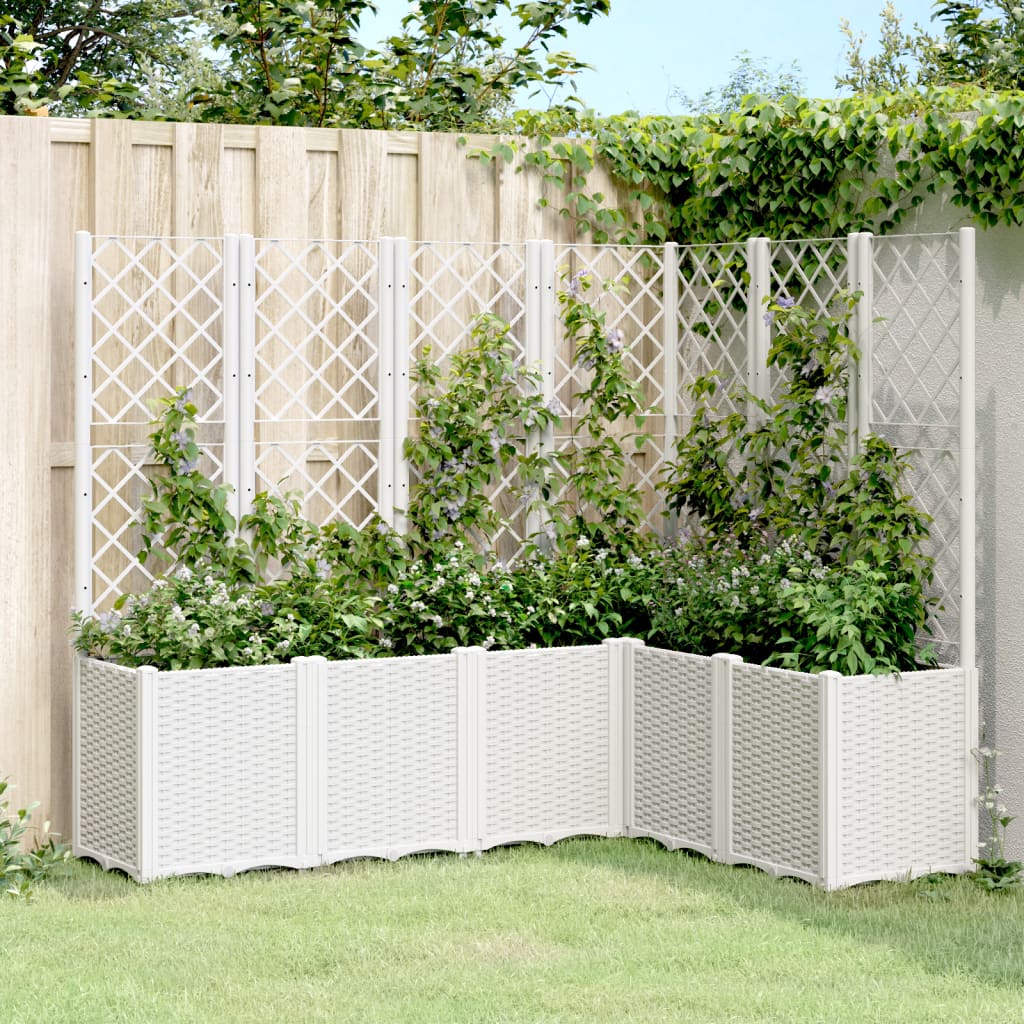 Garden Planter with Trellis White 160x120x140 cm PP - Merkel Designers