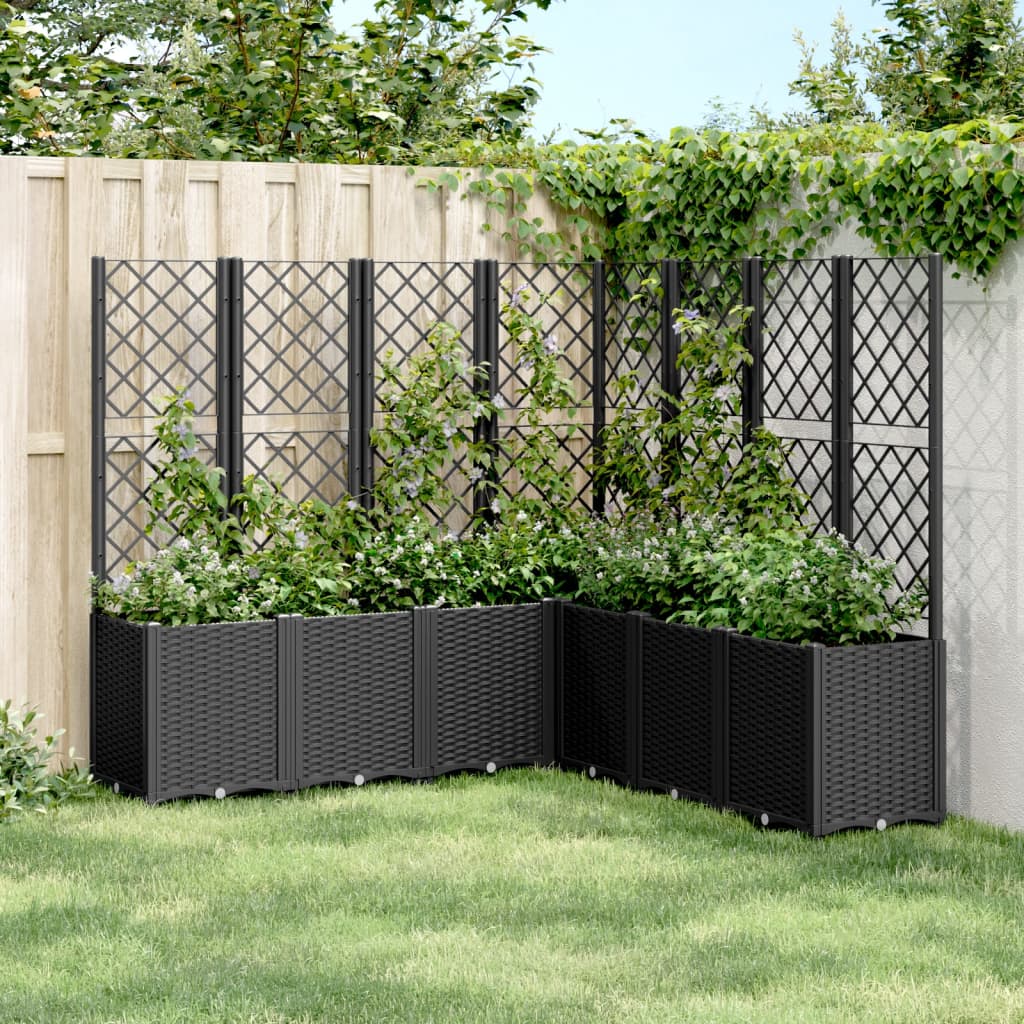 Garden Planter with Trellis Black 160x160x140 cm PP - Style and Chic