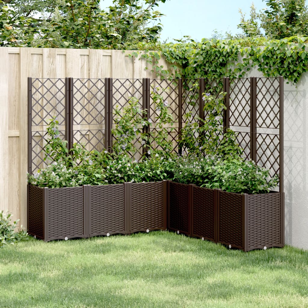 Garden Planter with Trellis Brown 160x160x140 cm PP - Merkel Designers