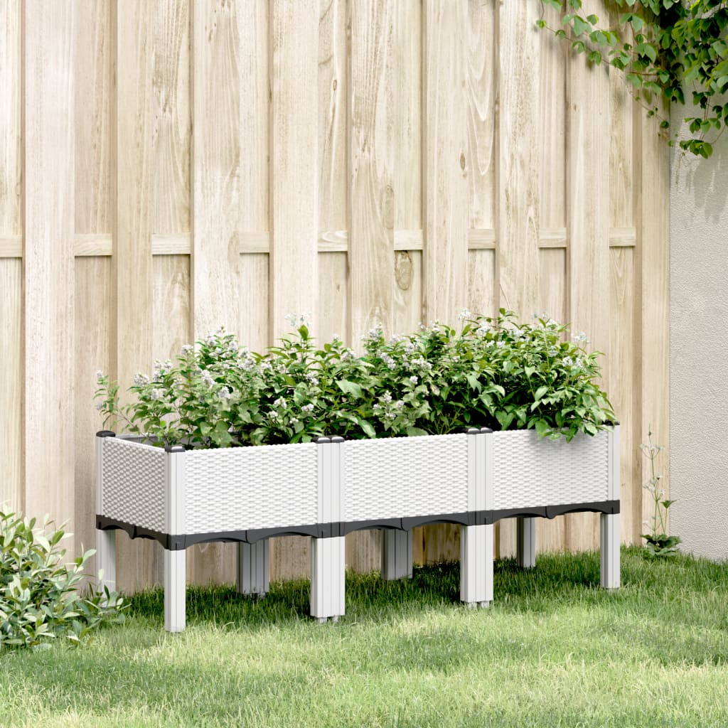 Garden Planter with Legs White 120x40x42 cm PP - The Home Maker