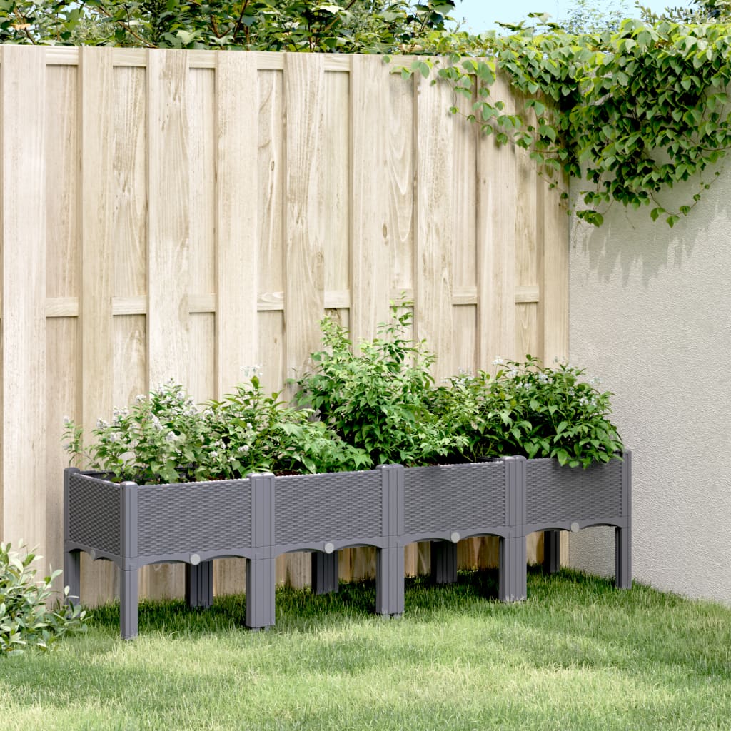 Garden Planter with Legs Grey 160x40x42 cm PP - The Home Maker