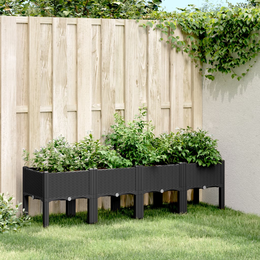 Garden Planter with Legs Black 160x40x42 cm PP - The Home Maker