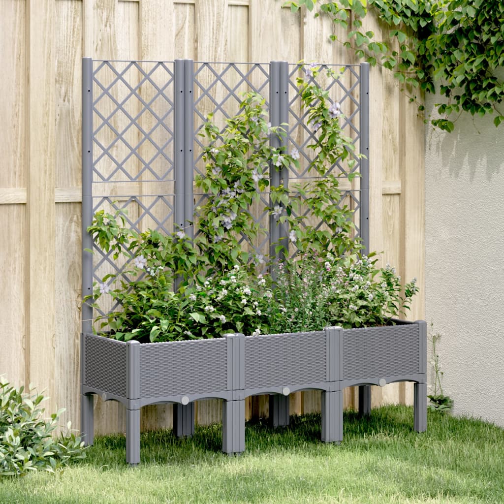 Garden Planter with Trellis Blue Grey 120x40x142 cm PP - Charlotte Dunes
