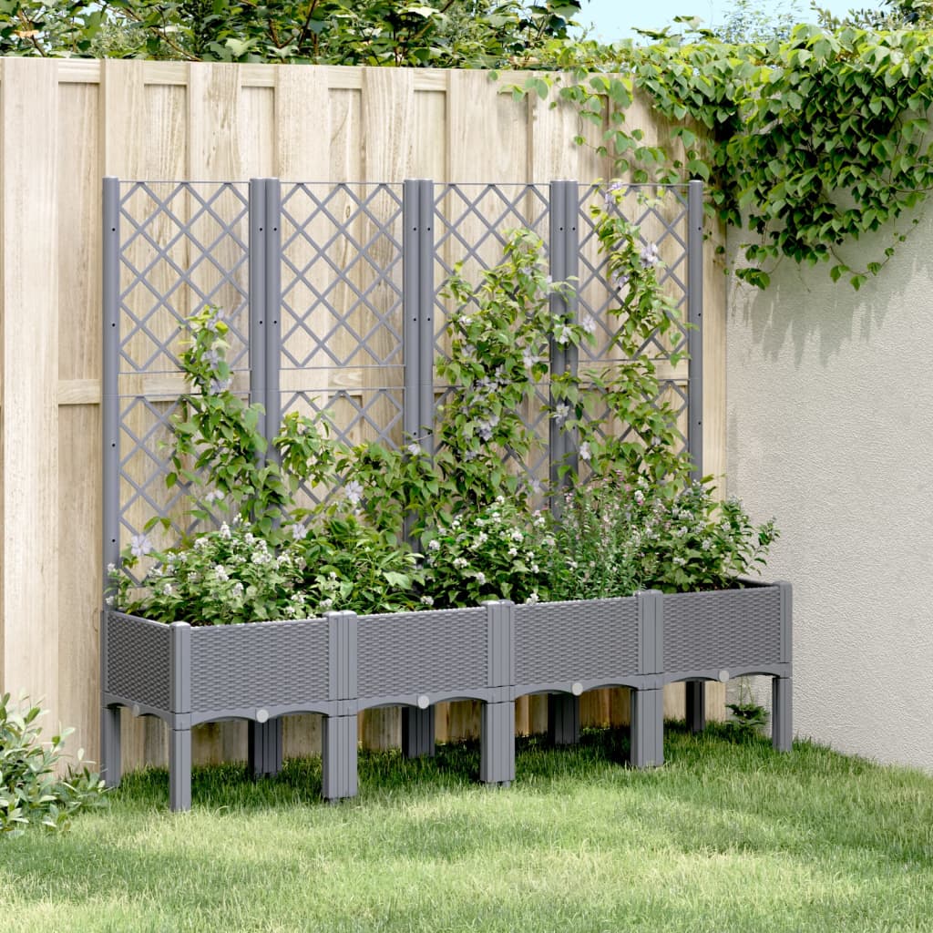 Garden Planter with Trellis Blue Grey 160x40x142 cm PP - Charlotte Dunes