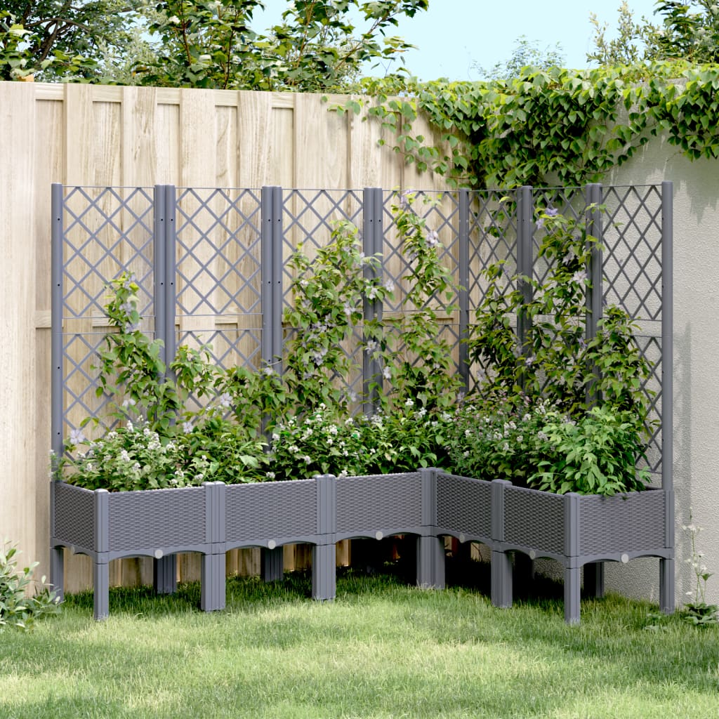Garden Planter with Trellis Blue Grey 160x120x142 cm PP - Charlotte Dunes