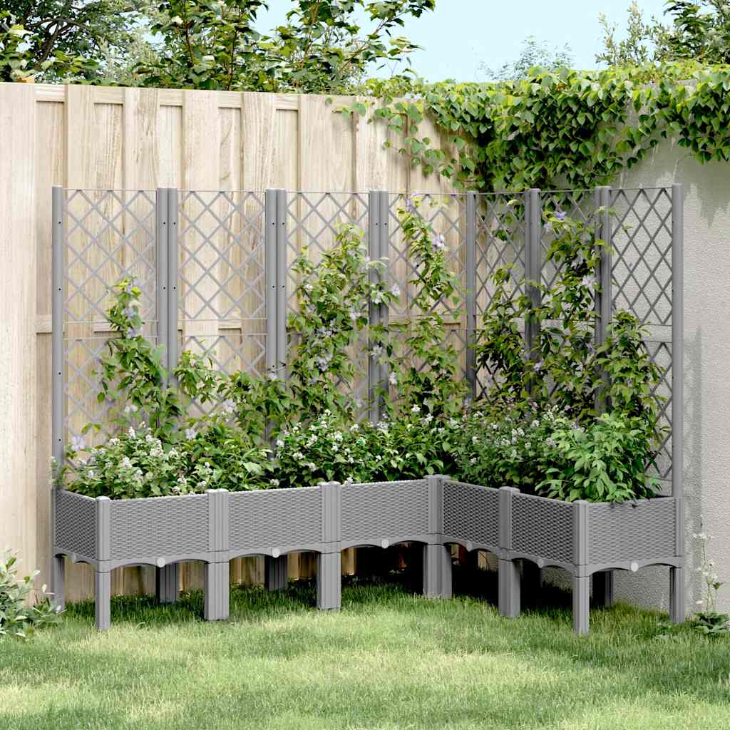 Garden Planter with Trellis Light Grey 160x120x142 cm PP - R and M Furniture