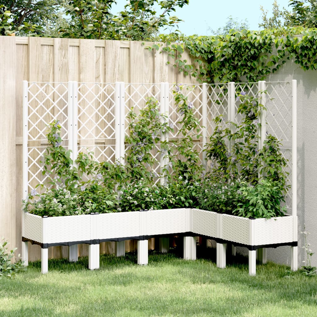 Garden Planter with Trellis White 160x120x142 cm PP - Charlotte Dunes