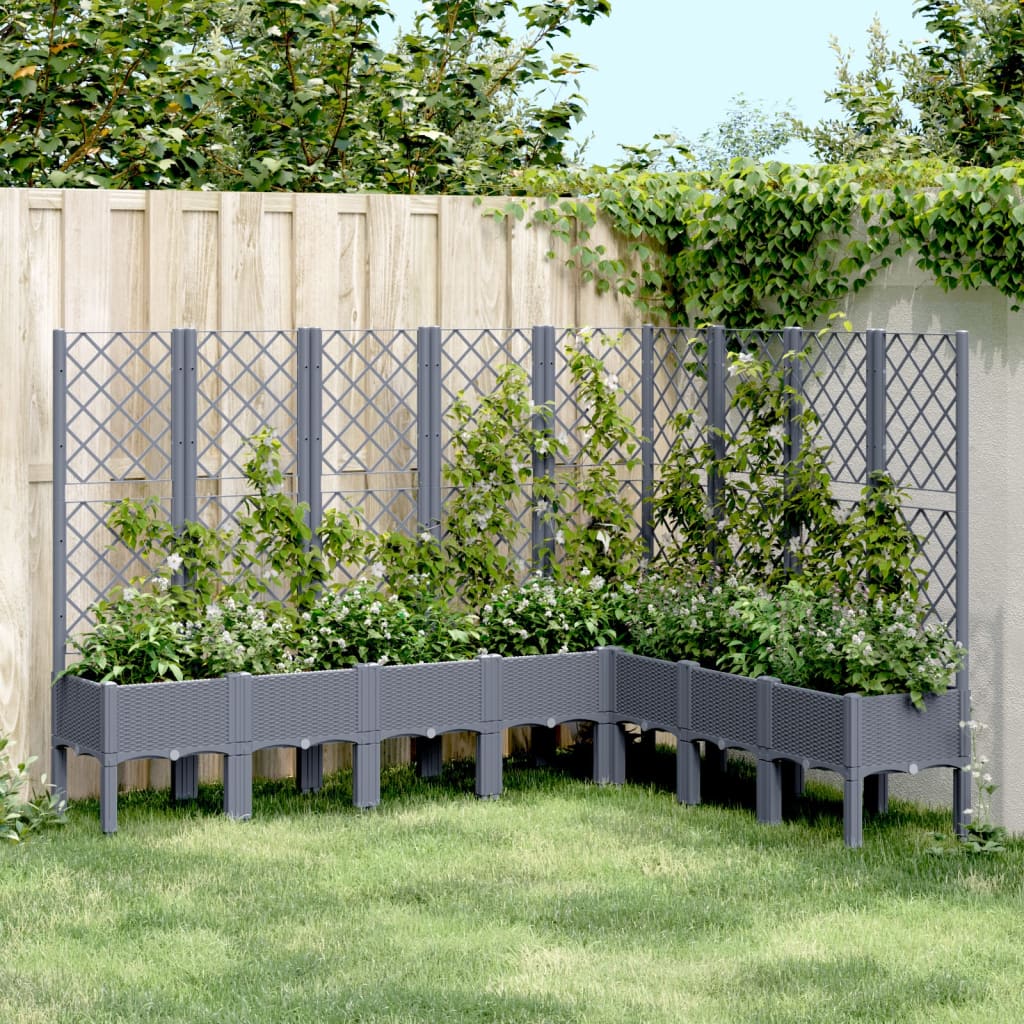 Garden Planter with Trellis Blue Grey 200x160x142 cm PP - Charlotte Dunes