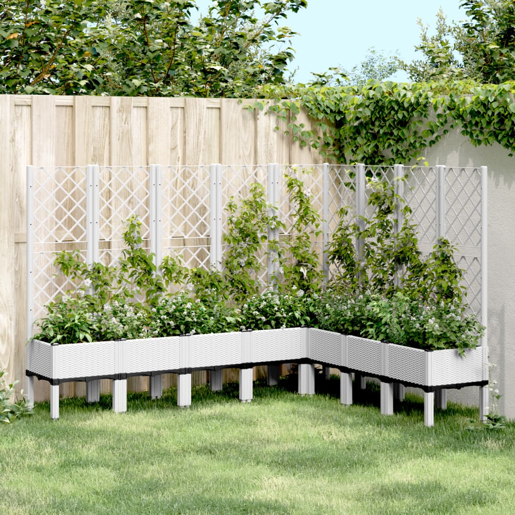 Garden Planter with Trellis White 200x160x142 cm PP - Charlotte Dunes