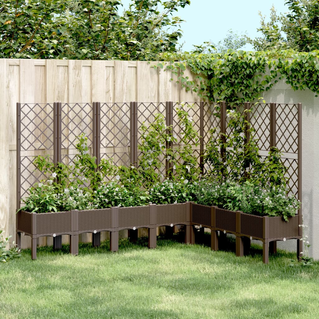 Garden Planter with Trellis Brown 200x160x142 cm PP - Charlotte Dunes