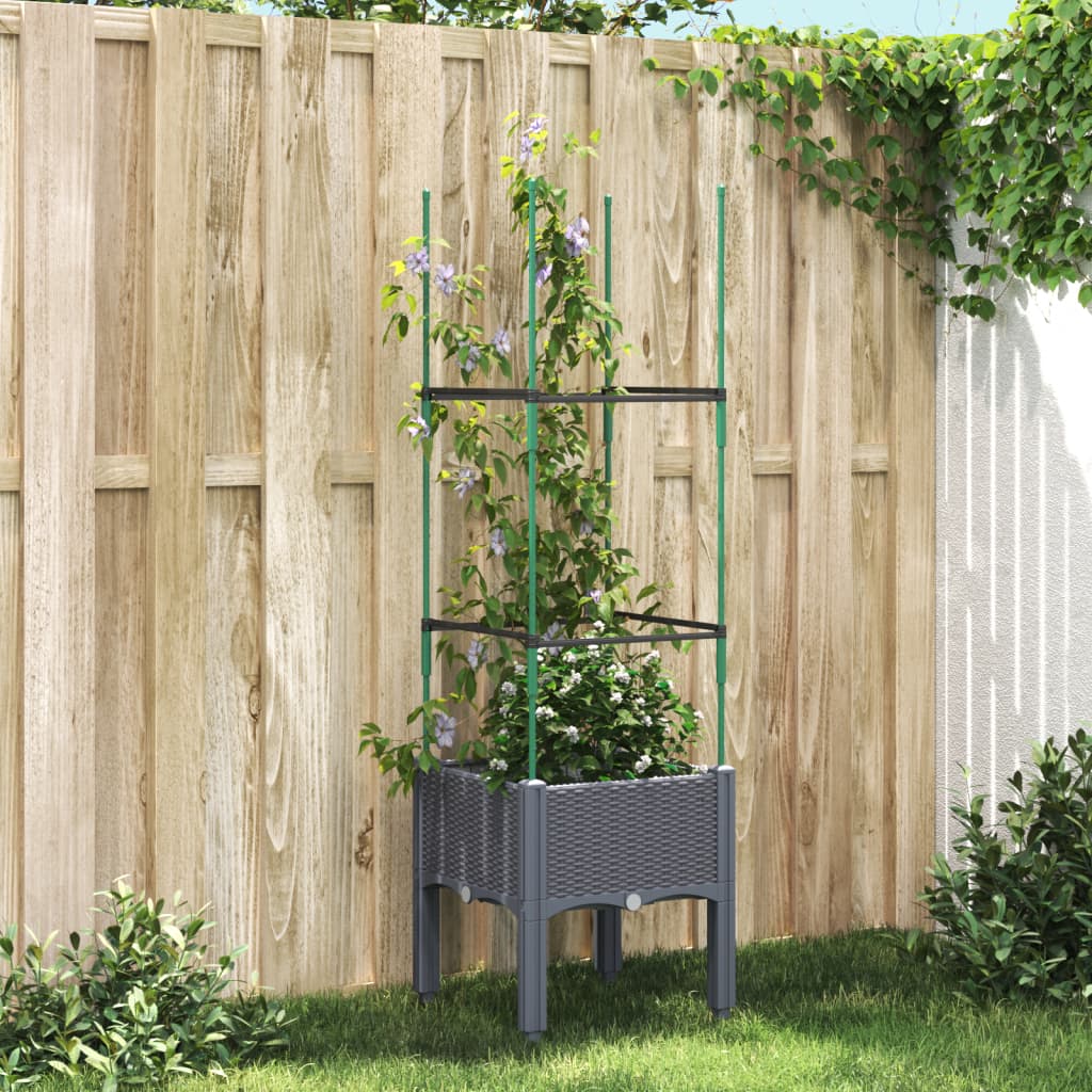 Garden Planter with Trellis Blue Grey 40x40x142.5 cm PP - Charlotte Dunes
