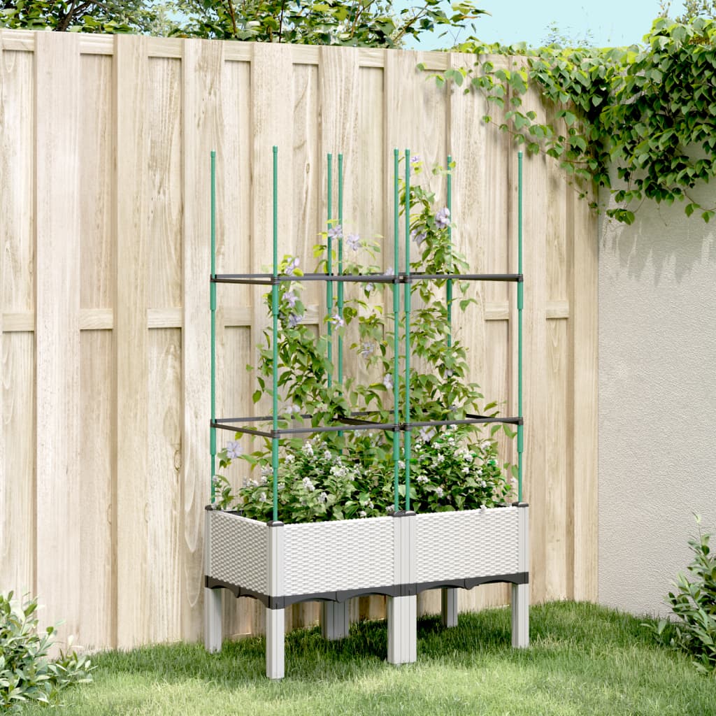 Garden Planter with Trellis White 80x40x142.5 cm PP - Charlotte Dunes