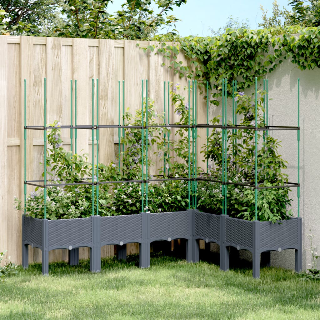Garden Planter with Trellis Blue Grey 160x120x142.5 cm PP - Charlotte Dunes