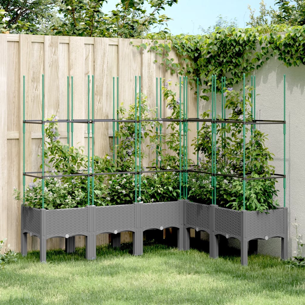 Garden Planter with Trellis Light Grey 160x120x142.5 cm PP - Charlotte Dunes