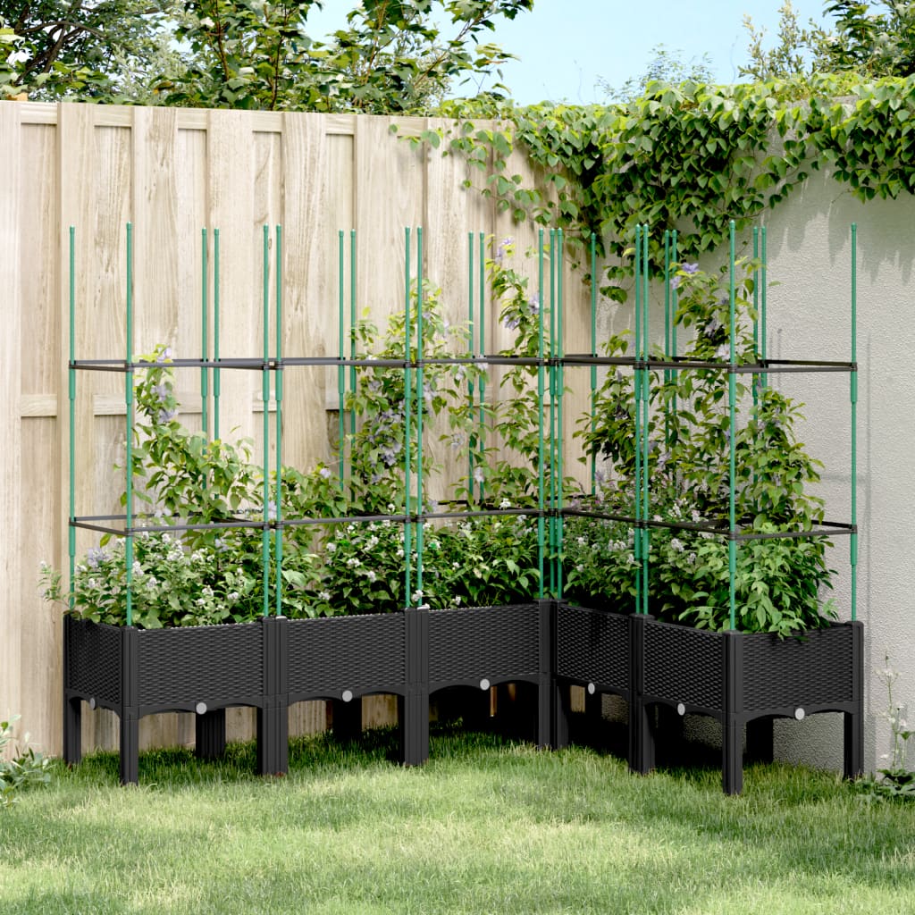 Garden Planter with Trellis Black 160x120x142.5 cm PP - Charlotte Dunes