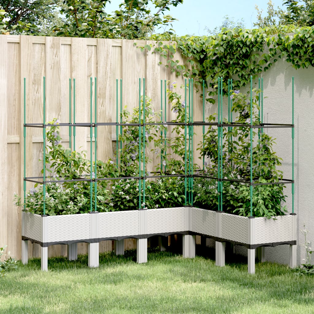 Garden Planter with Trellis White 160x120x142.5 cm PP - Charlotte Dunes