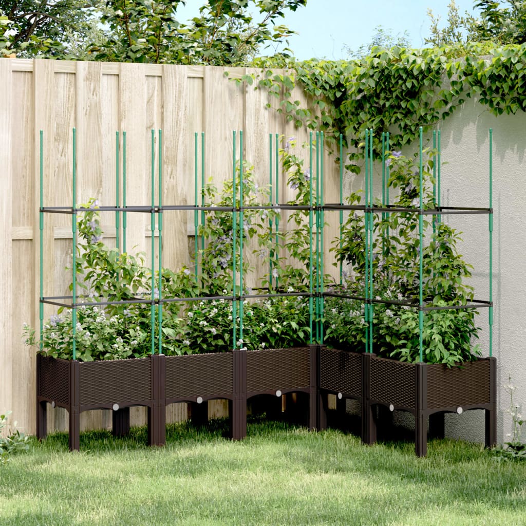 Garden Planter with Trellis Brown 160x120x142.5 cm PP - Charlotte Dunes