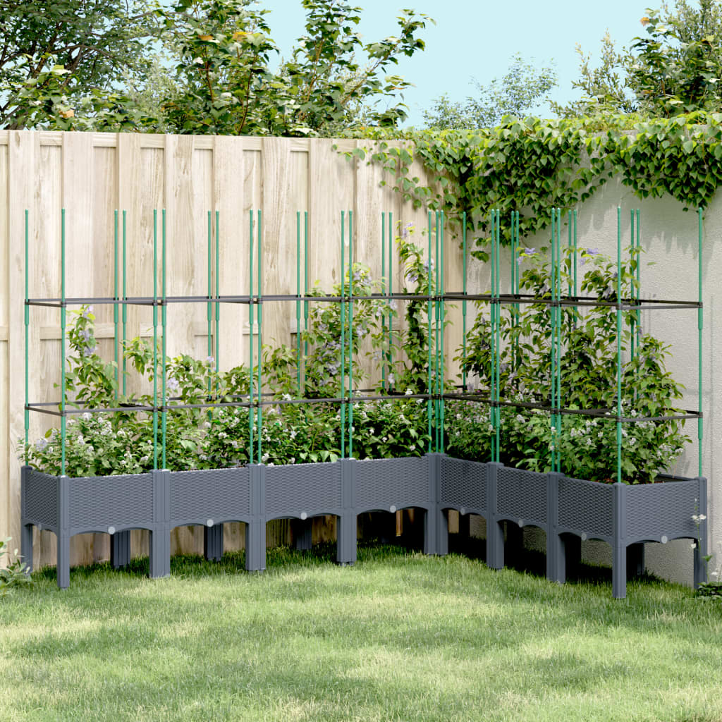 Garden Planter with Trellis Blue Grey 200x160x142.5 cm PP - Charlotte Dunes