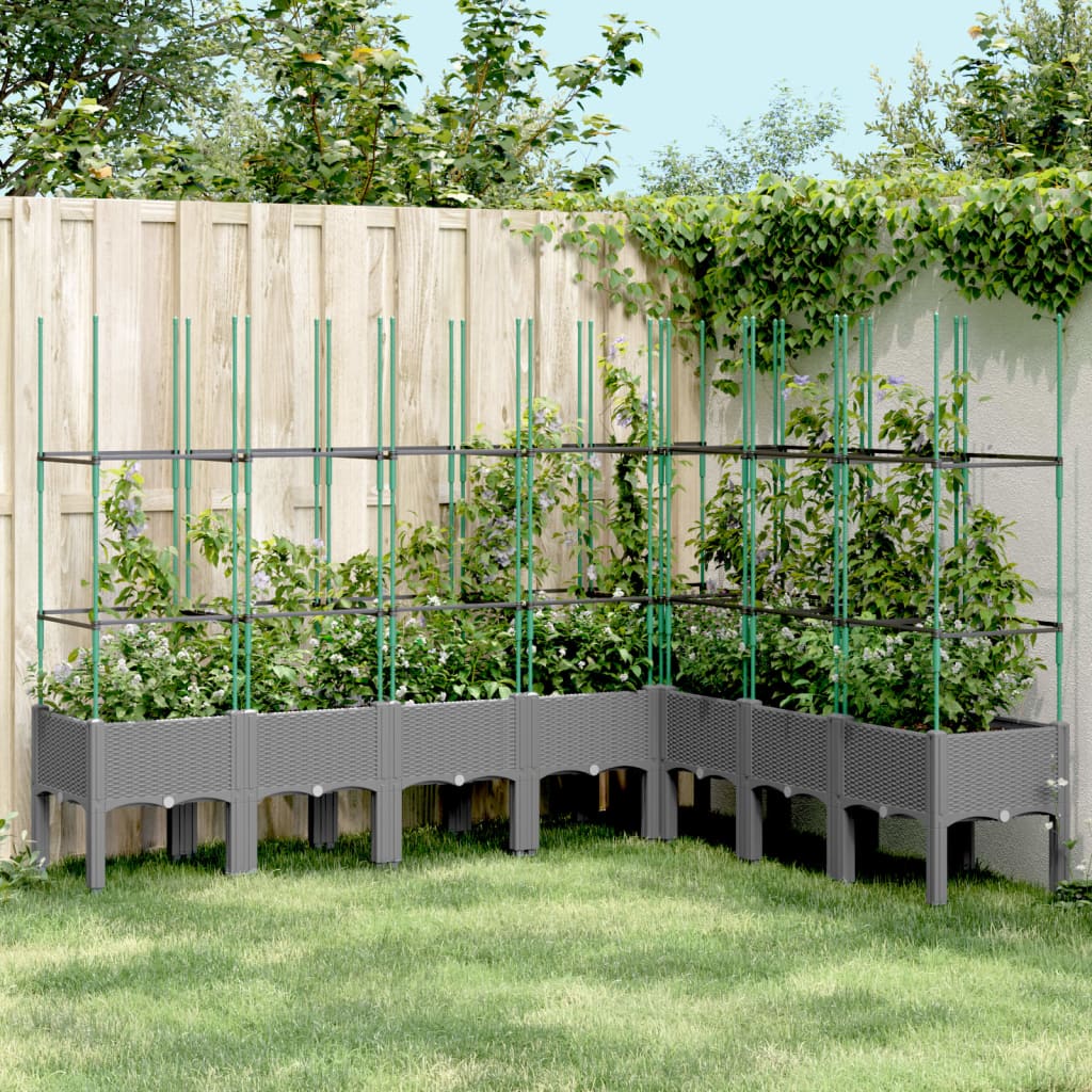 Garden Planter with Trellis Light Grey 200x160x142.5 cm PP - Charlotte Dunes