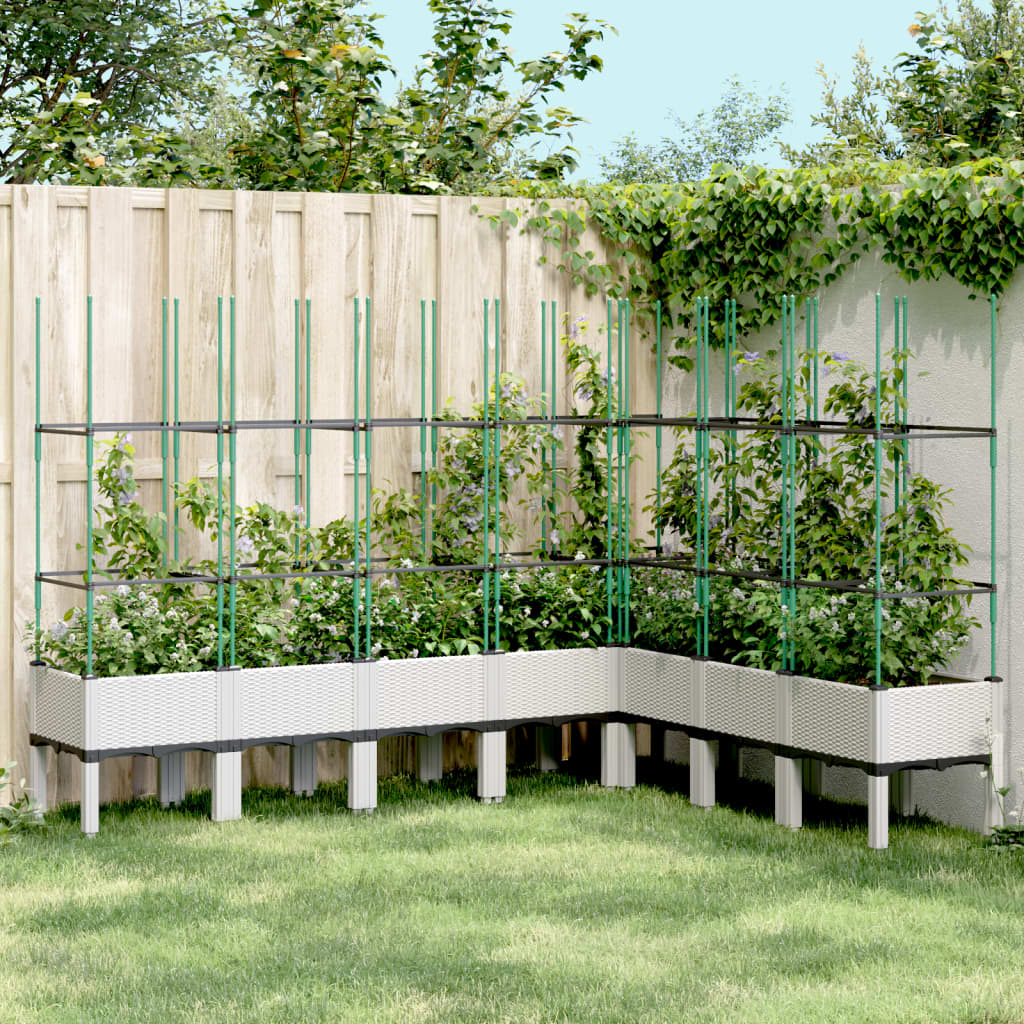 Garden Planter with Trellis White 200x160x142.5 cm PP - Charlotte Dunes