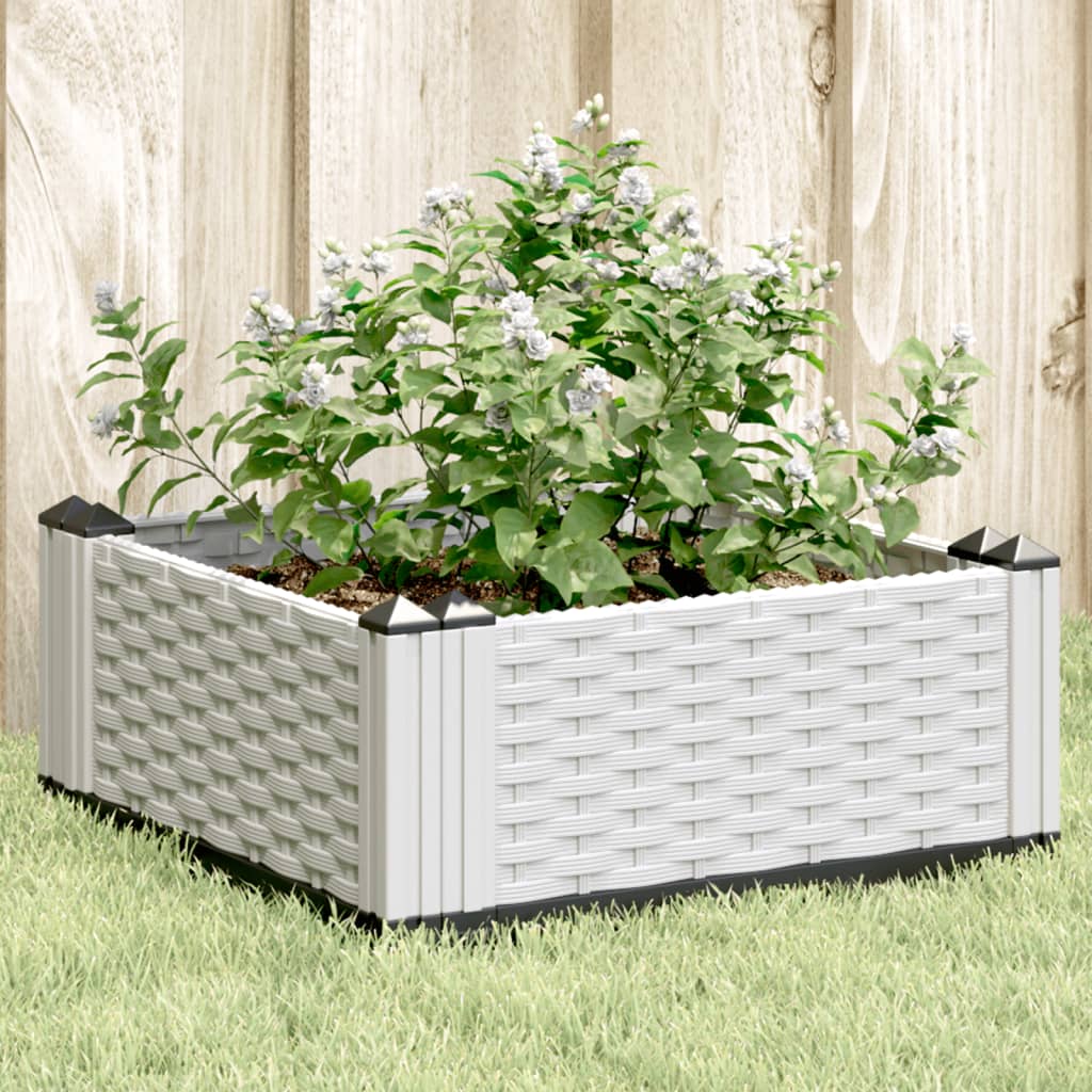 Garden Planter with Pegs White 42.5x42.5x28.5 cm PP - Charlotte Dunes