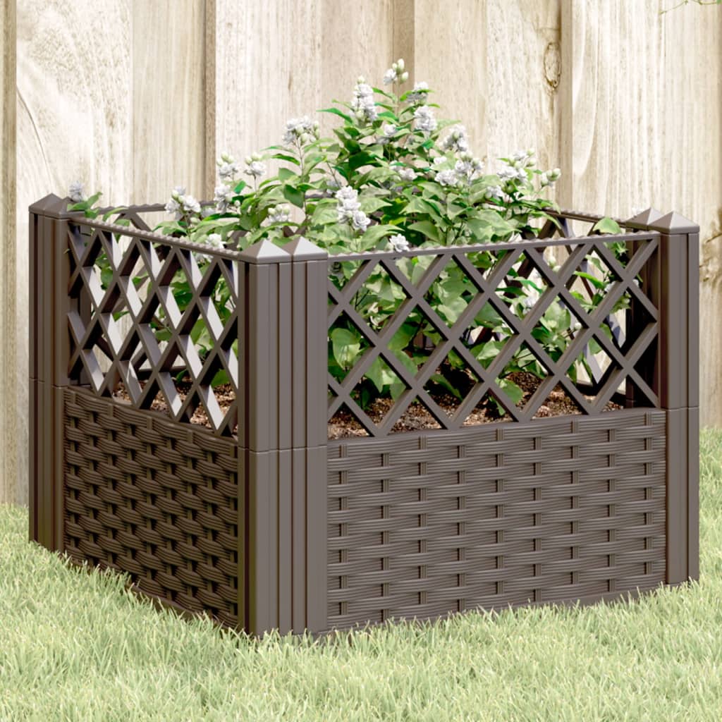 Garden Planter with Pegs Brown 43.5x43.5x43.5 cm PP - Design Hut