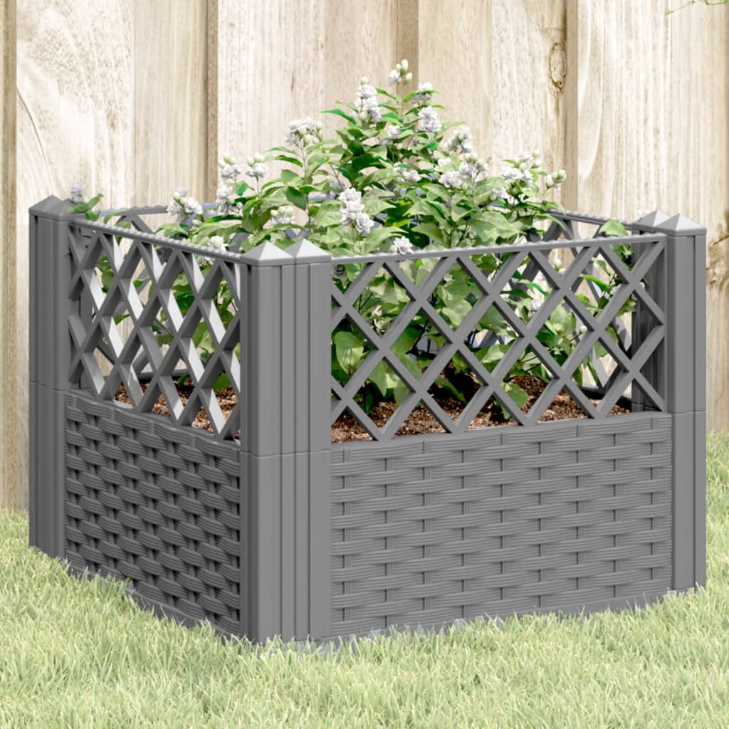 Garden Planter with Pegs Light Grey 43.5x43.5x43.5 cm PP - Design Hut