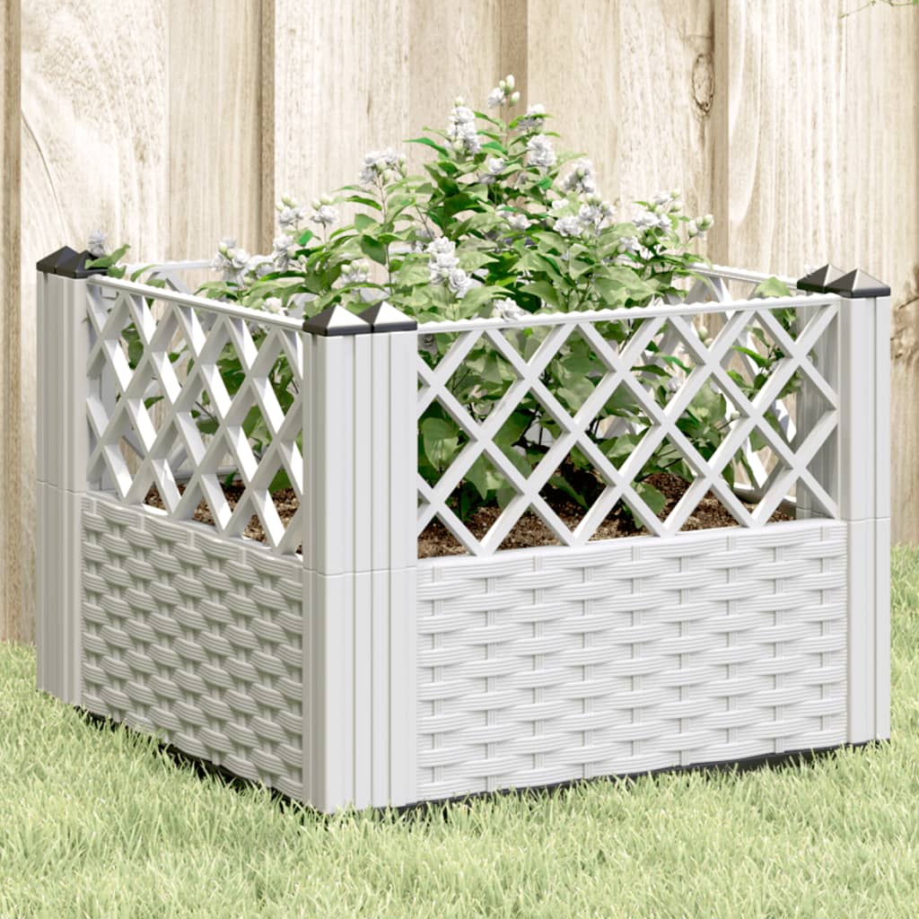 Garden Planter with Pegs White 43.5x43.5x43.5 cm PP - Design Hut