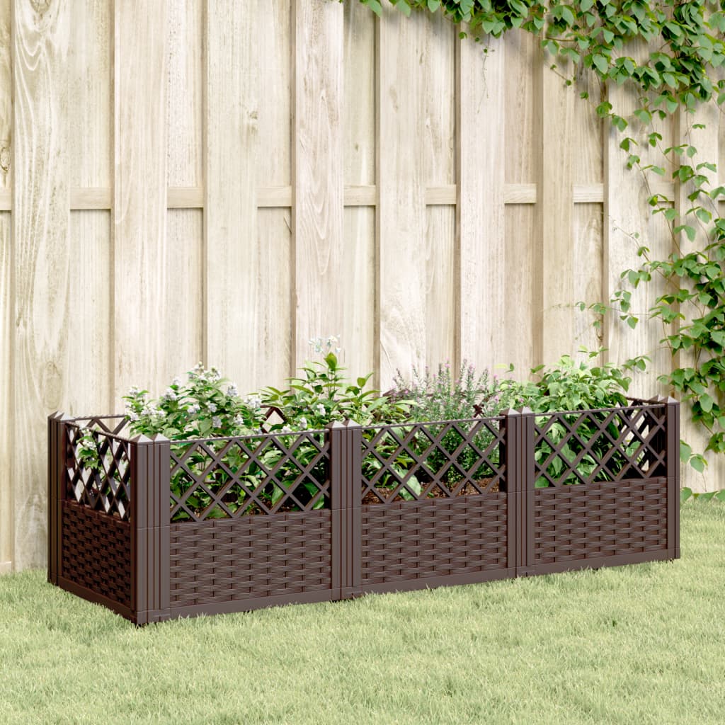 Garden Planter with Pegs Brown 123.5x43.5x43.5 cm PP - Design Hut