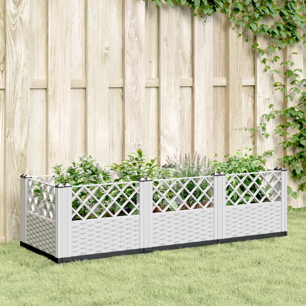 Garden Planter with Pegs White 123.5x43.5x43.5 cm PP - Design Hut
