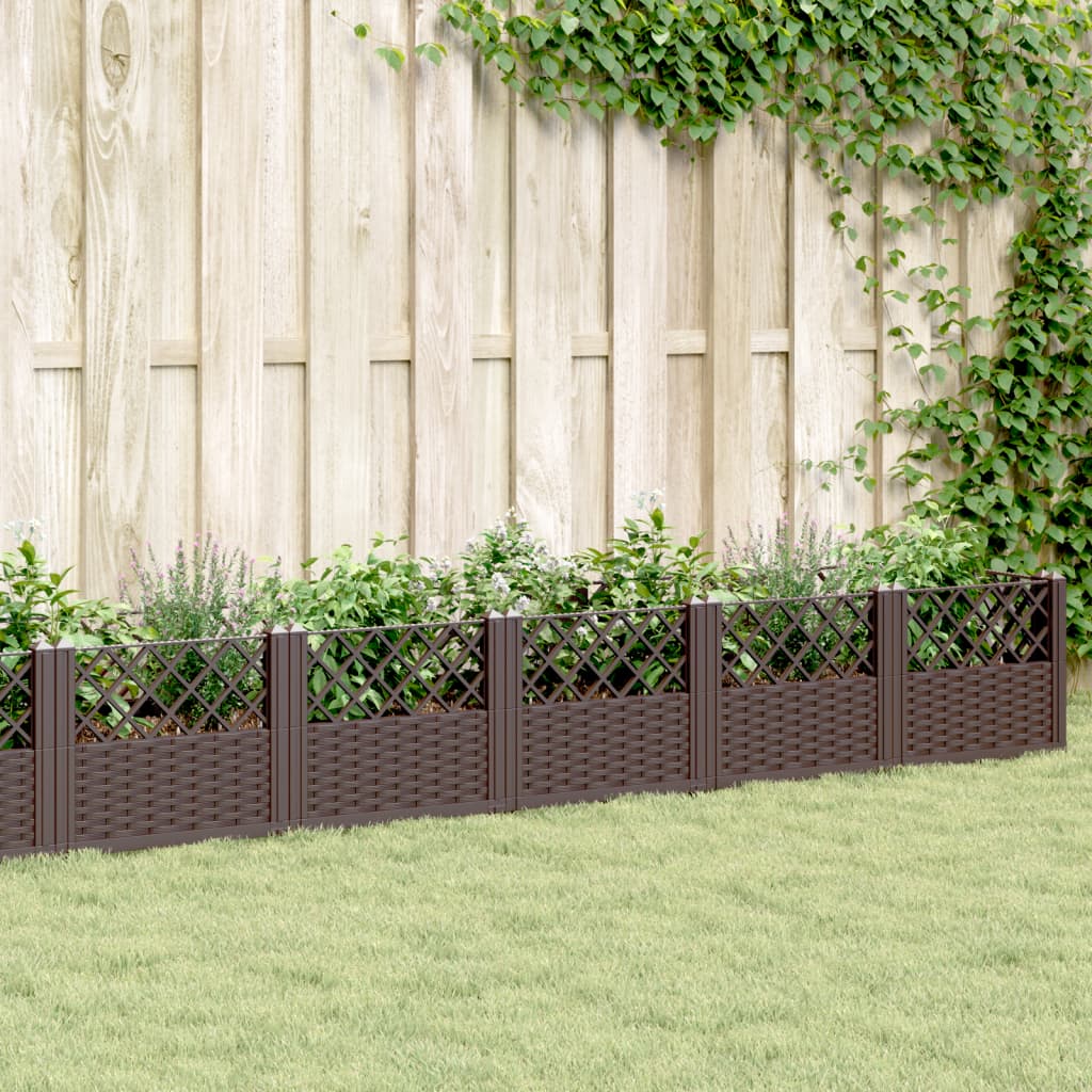 Garden Planter with Pegs Brown 363.5x43.5x43.5 cm PP - Design Hut