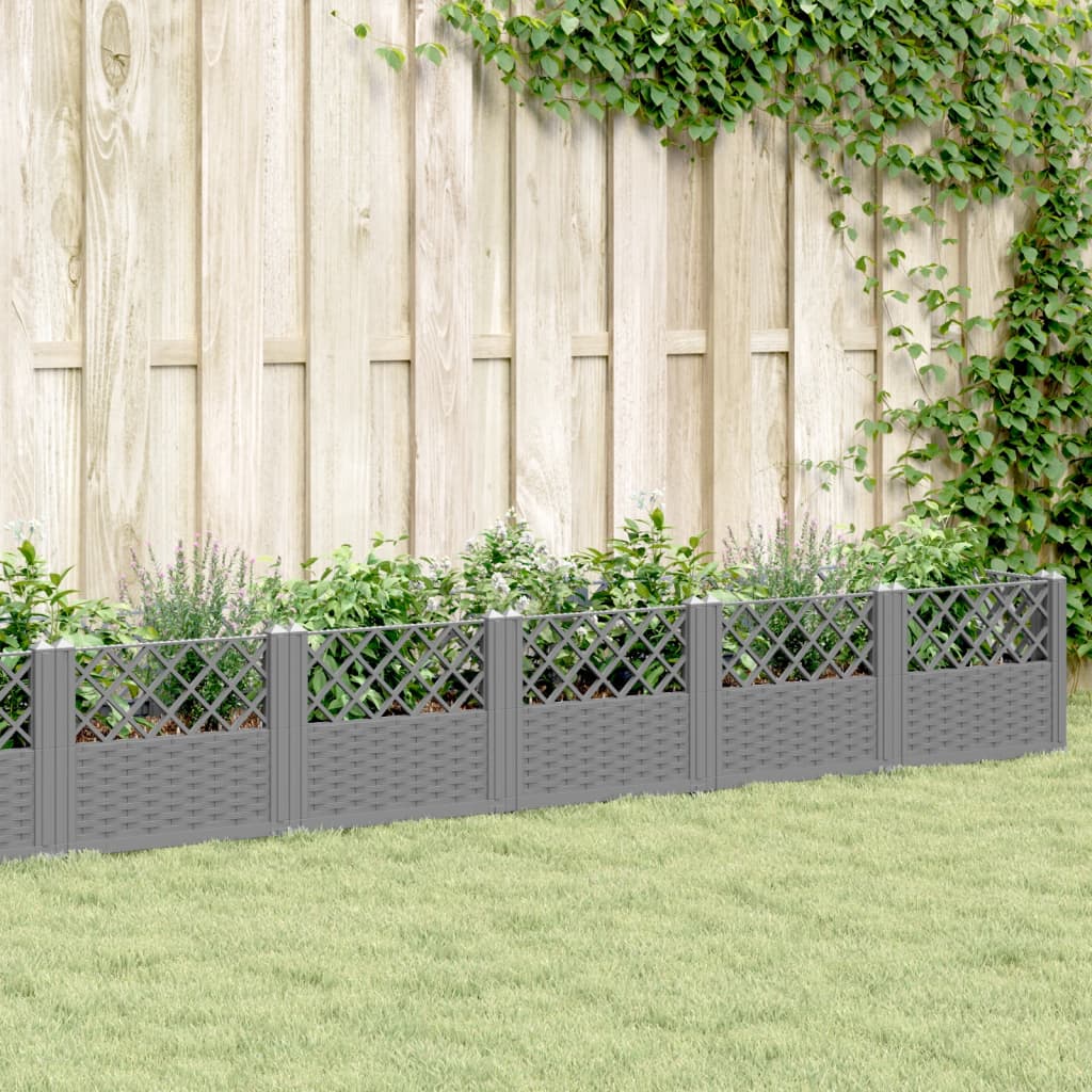 Garden Planter with Pegs Light Grey 363.5x43.5x43.5 cm PP - Design Hut