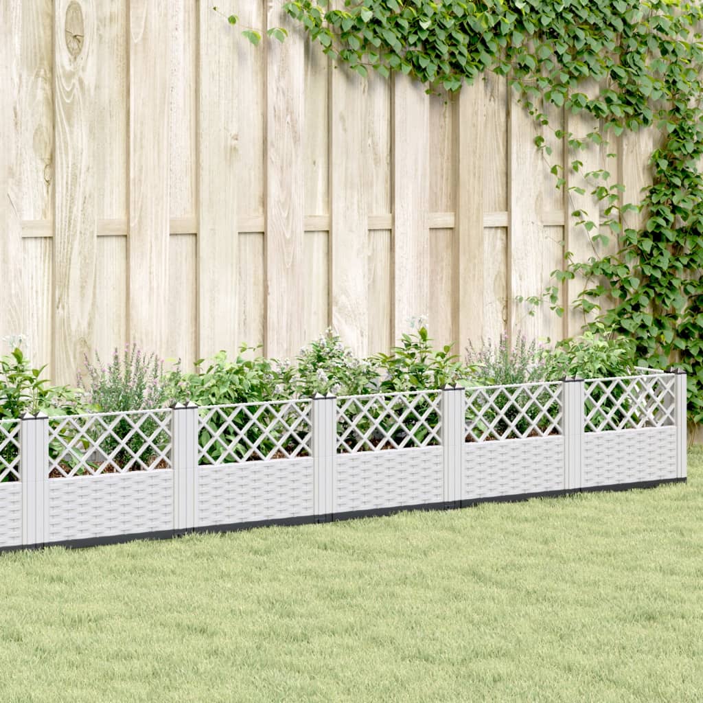 Garden Planter with Pegs White 363.5x43.5x43.5 cm PP - Design Hut
