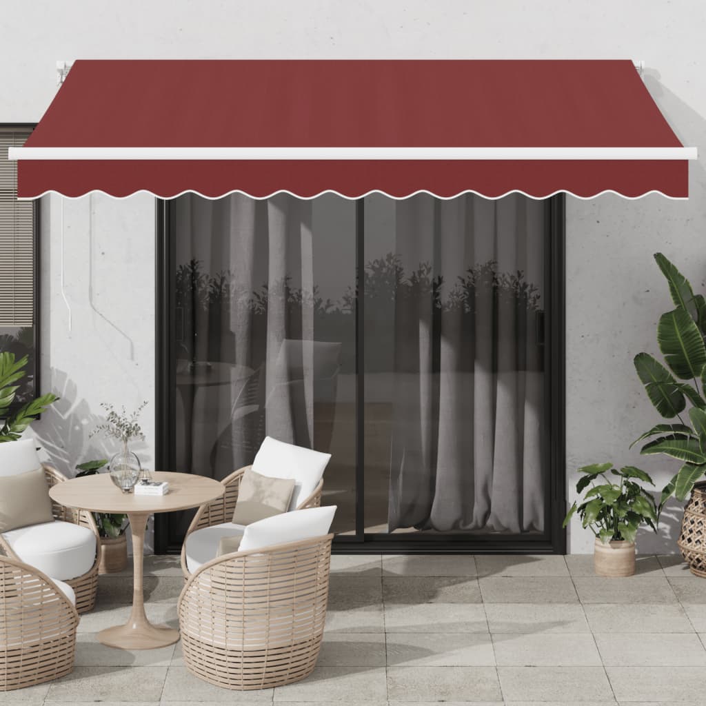 Manual Retractable Awning with LED Burgundy 350x250 cm - Style and Chic