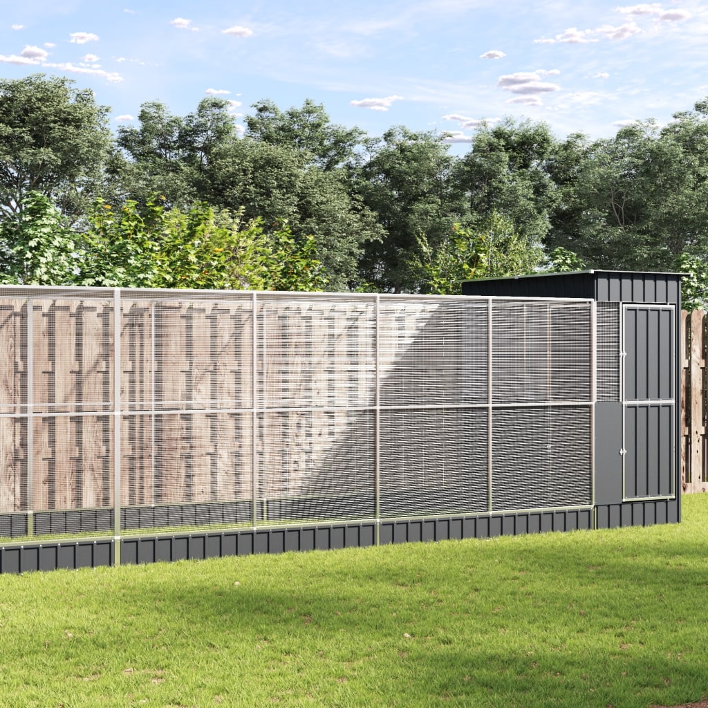Aviary with Extension Silver 830x203x216 cm Steel - All Things Good